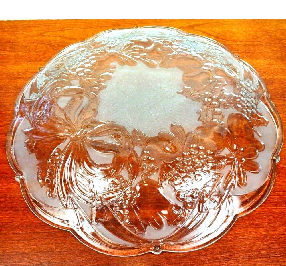 KIG Indonesia Fruitella Fruit Plate 15" Embossed Round Christmas Holiday Platter